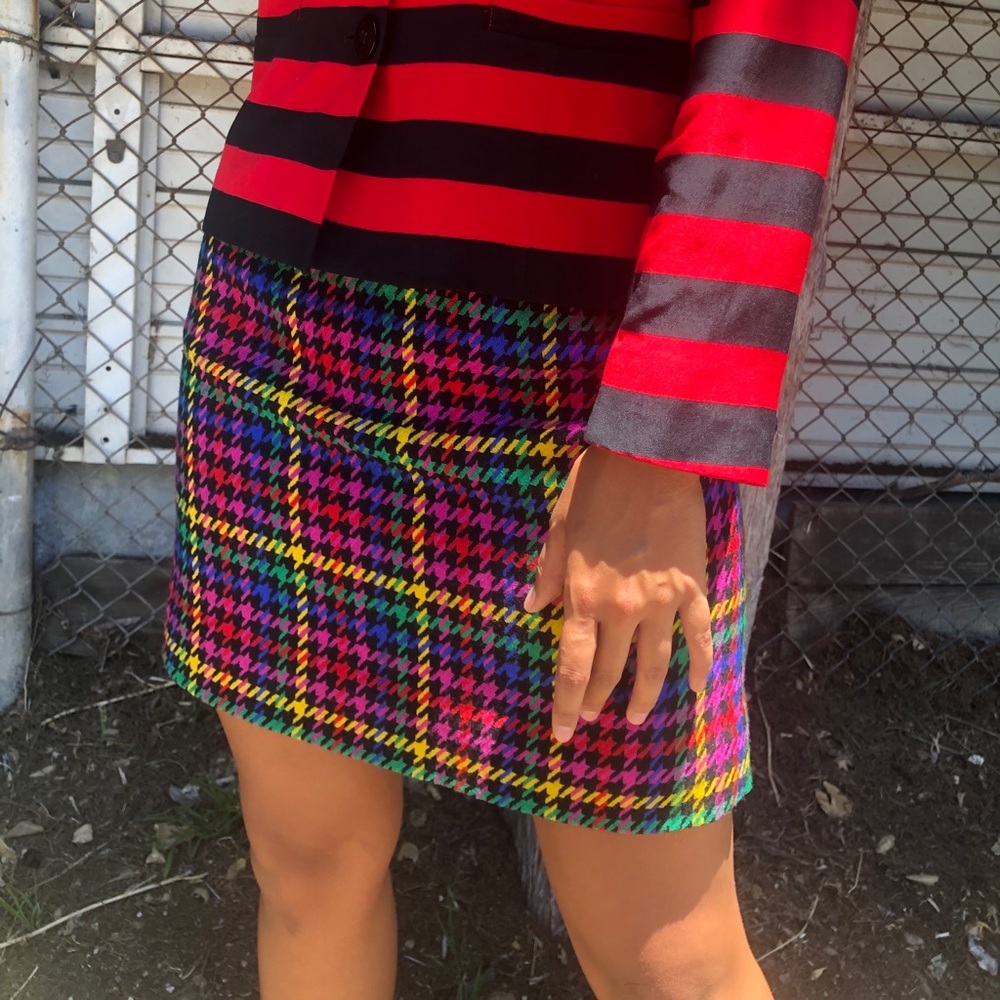 Vintage JH Co 100% Wool Rainbow Houndstooth Mini